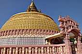 Myanmar - Sagaing, Sitagu International Buddhist Academy built in 1994 with the architecture inspired by the stupa at Sanchi. 